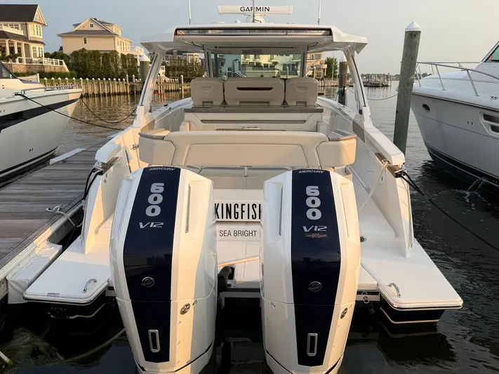  Yacht Photos Pics 2023 Tiara Yachts 43 LS with dual 600 V12 engines docked at marina.