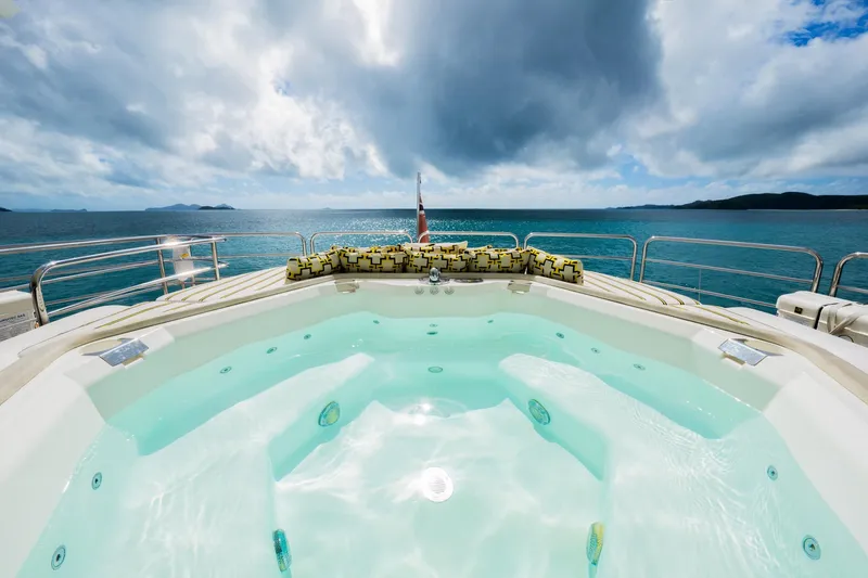 2015 Sunseeker 115' Sport Yacht Yacht Photos Pics Luxurious jacuzzi on 2015 Sunseeker 115 Sport Yacht with ocean view.