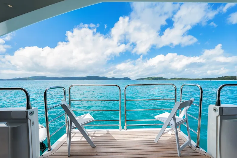 2015 Sunseeker 115' Sport Yacht Yacht Photos Pics Luxury Sunseeker 115 Sport Yacht deck with ocean view, 2015 model.