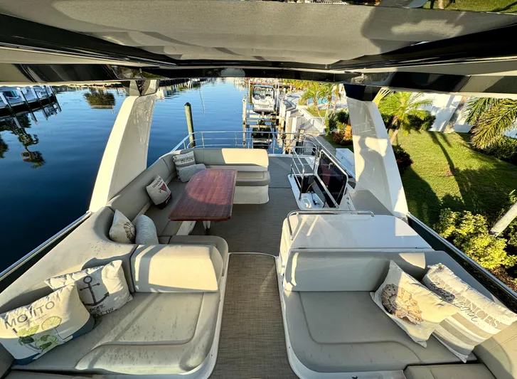 Porto Bene Yacht Photos Pics FlyBridge Looking Aft