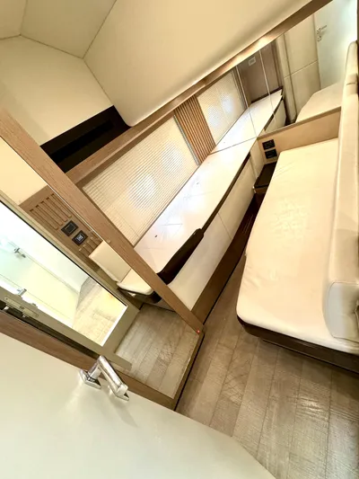 Porto Bene Yacht Photos Pics Guest StateRoom w/ Custom Office Converts to Bed