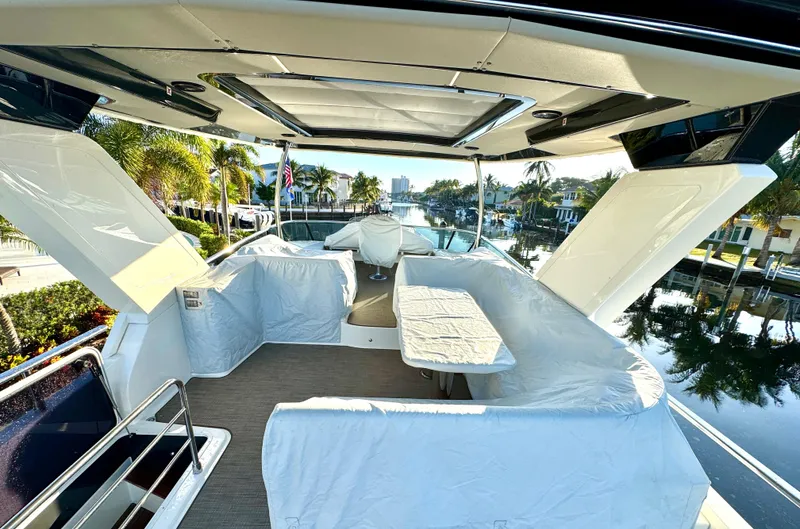 Porto Bene Yacht Photos Pics FlyBridge Looking Forward - Covered