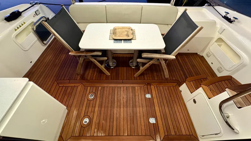 Porto Bene Yacht Photos Pics Cockpit Area w/ Teak Decking