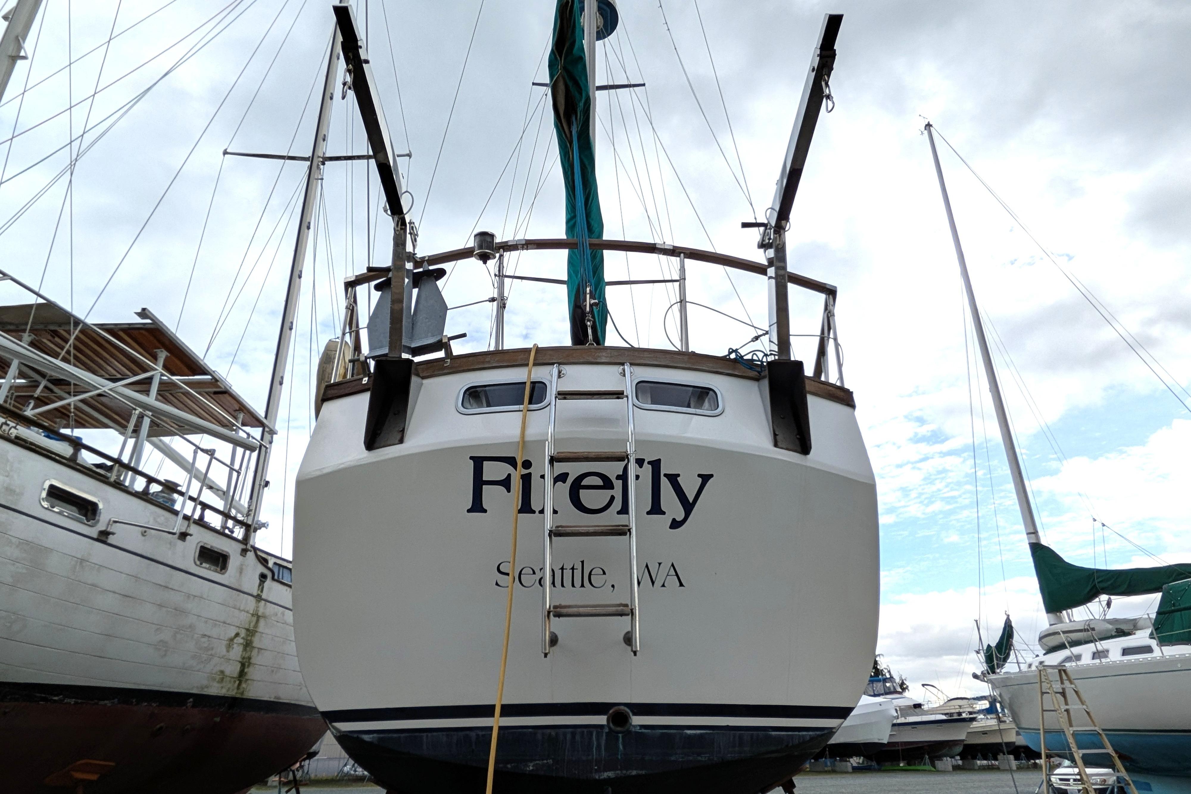 1985 Siltala Nauticat 44 sailboat named "Firefly" docked in Seattle, WA.