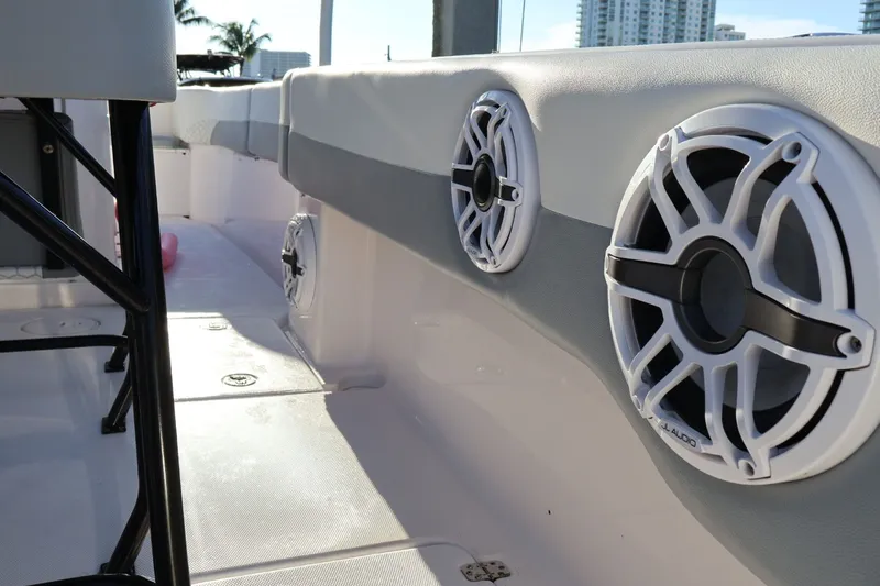  Yacht Photos Pics 2012 Donzi 38 ZF boat interior with JL Audio speakers, sleek design, and modern features.