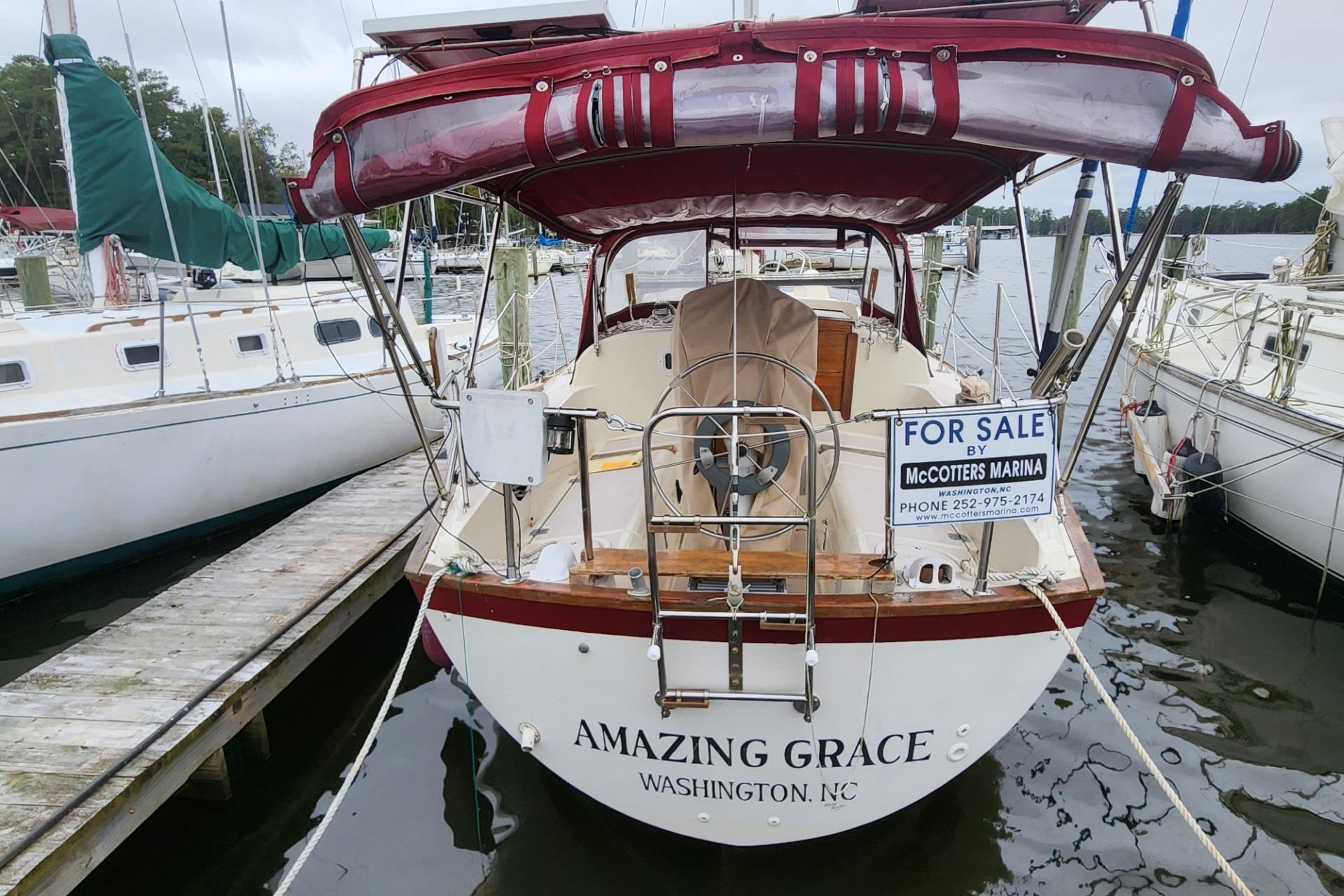1982 Pearson 323 sailboat "Amazing Grace" for sale at McCotters Marina, Washington, NC.