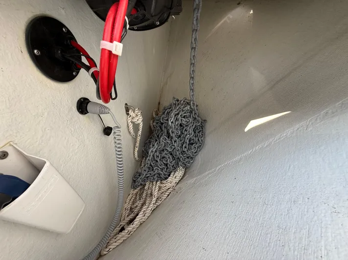 Cassiopee Yacht Photos Pics 2023 Beneteau Swift Trawler 41 Fly anchor chain and rope storage compartment.