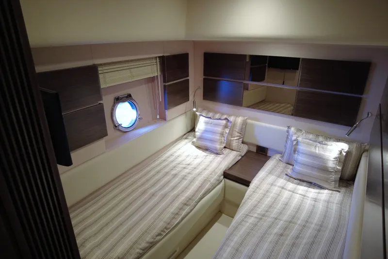 Raven Yacht Photos Pics Luxurious twin cabin interior of 2014 Azimut 54 Fly Bridge yacht.