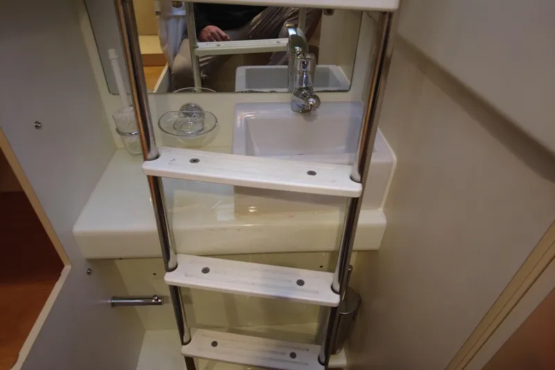 Raven Yacht Photos Pics Bathroom ladder and sink in 2014 Azimut 54 Fly Bridge yacht.