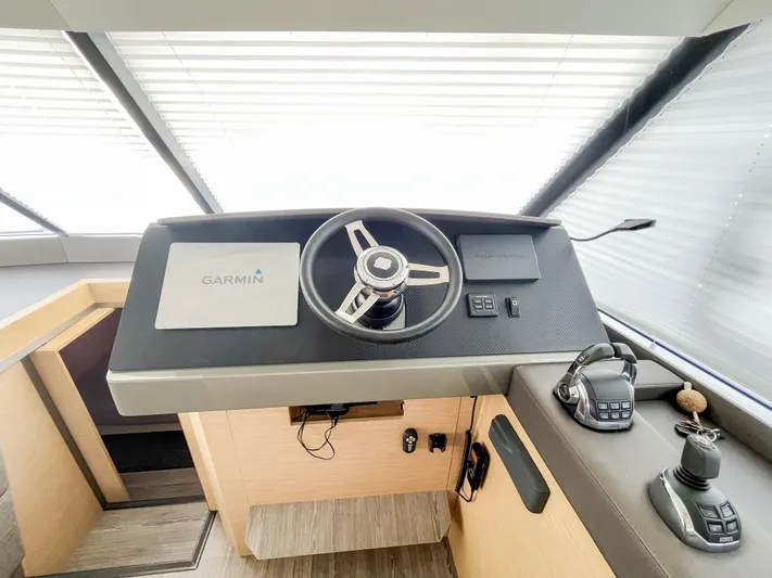 Wild Blue Yacht Photos Pics Helm of 2019 Fountaine Pajot MY 44 with Garmin navigation system.