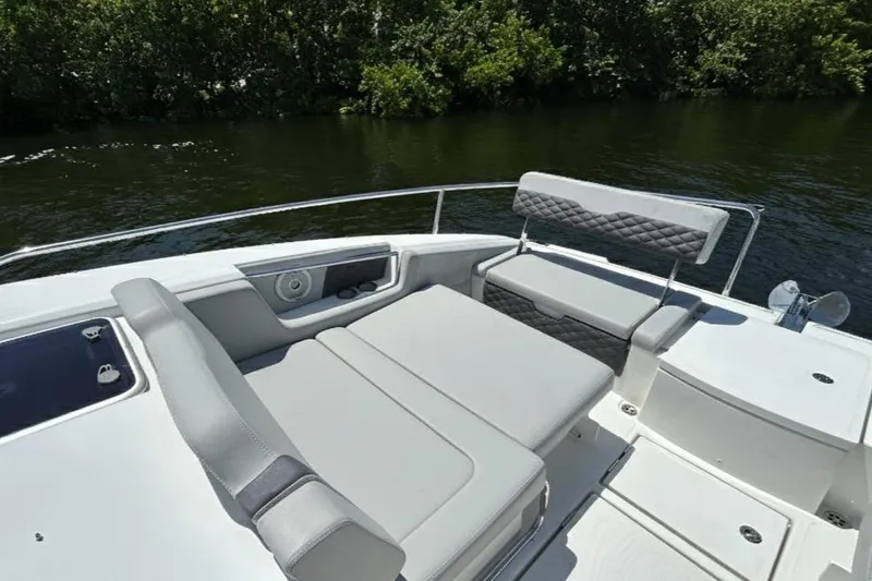  Yacht Photos Pics Aquila 36 Sport 2020 boat with luxurious seating on a sunny day.