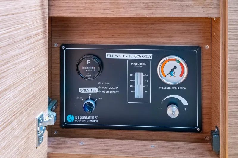 Heartbeat Yacht Photos Pics Control panel of Dessalator Duo water maker on 2024 Beneteau Oceanis Yacht 54.