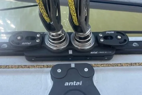Honey Ryder Yacht Photos Pics Close-up of Antal sailing hardware on a 2022 HH Catamarans 50.