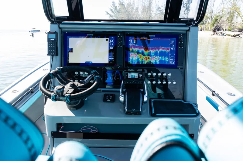  Yacht Photos Pics Cockpit of 2022 Costa Custom Boats 264 with advanced navigation and control systems.