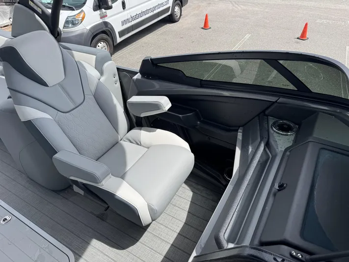  Yacht Photos Pics 2025 Avalon Catalina Platinum Quad Lounge interior with luxurious seating and modern design.