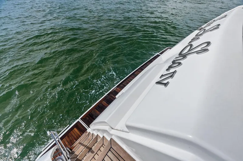 Sha Sha Sha IV Yacht Photos Pics Luxury yacht Custom Line 100, 2014 model, with teak deck and ocean view.