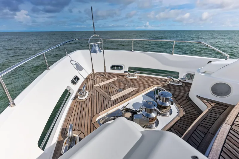 Sha Sha Sha IV Yacht Photos Pics Luxurious 2014 Custom Line 100 yacht deck with ocean view and sleek design.