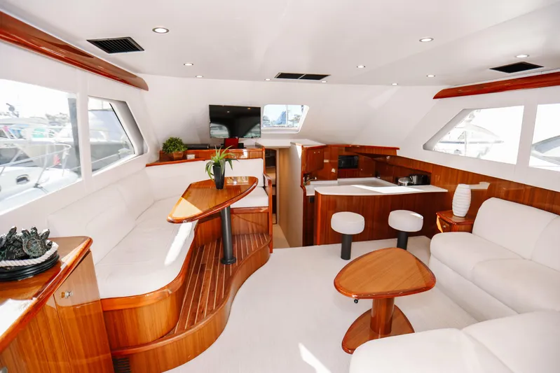 Team Turbo Yacht Photos Pics Luxurious interior of 2013 Viking 42 Convertible yacht with modern furnishings and elegant design.