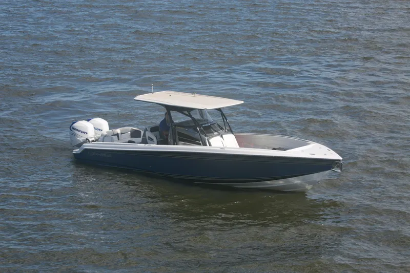  Yacht Photos Pics 2018 Nor-Tech 340 Sport Center Console boat on open water.