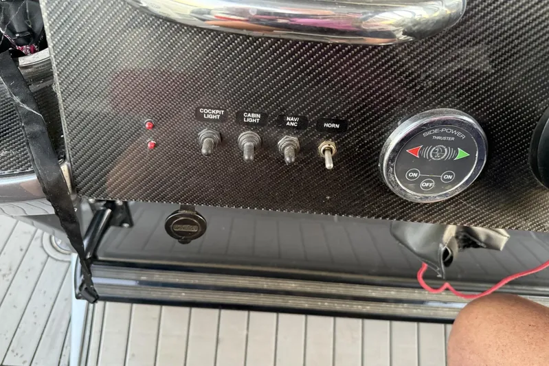  Yacht Photos Pics Control panel of a 2018 Nor-Tech 340 Sport Center Console boat.