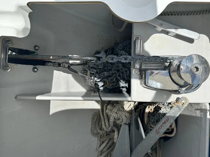 Goin' Coastal Yacht Photos Pics Anchor windlass system on 2018 Fountaine Pajot Helia 44 Evolution catamaran.