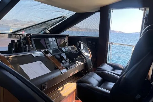  Yacht Photos Pics Interior helm of 2012 Princess 72 Motor Yacht with ocean view.