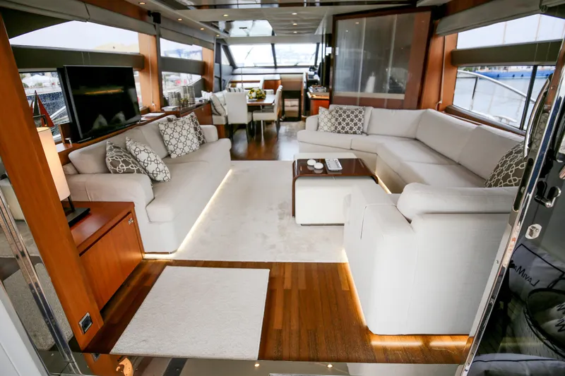  Yacht Photos Pics Luxurious interior of 2012 Princess 72 Motor Yacht with elegant seating and modern decor.