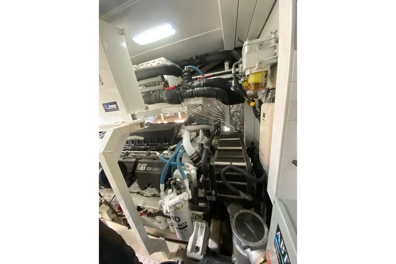  Yacht Photos Pics Engine room of 2012 Princess 72 Motor Yacht with CAT C32 engine.