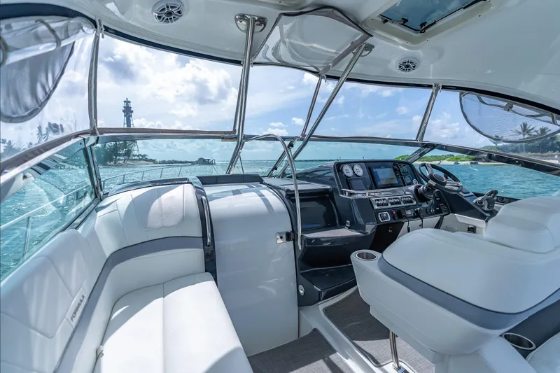  Yacht Photos Pics Interior view of 2022 Formula 40 Performance Cruiser with ocean backdrop.