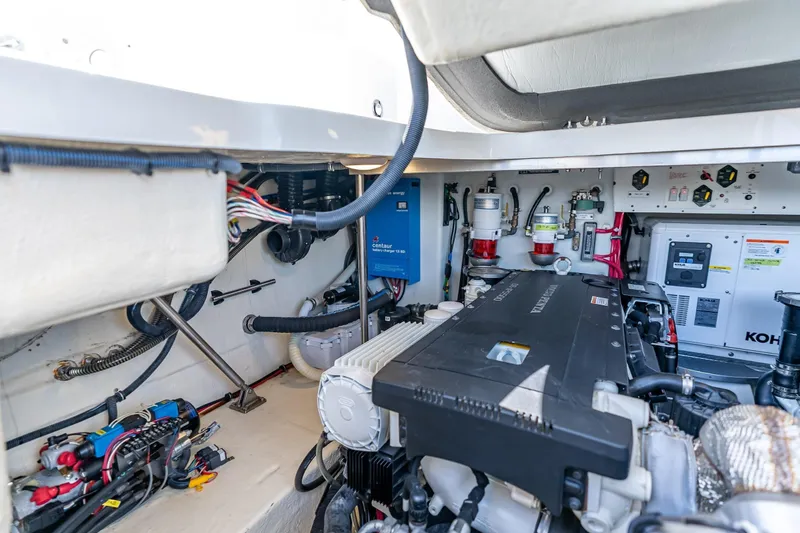  Yacht Photos Pics Engine compartment of a 2022 Formula 40 Performance Cruiser, showcasing advanced marine equipment.