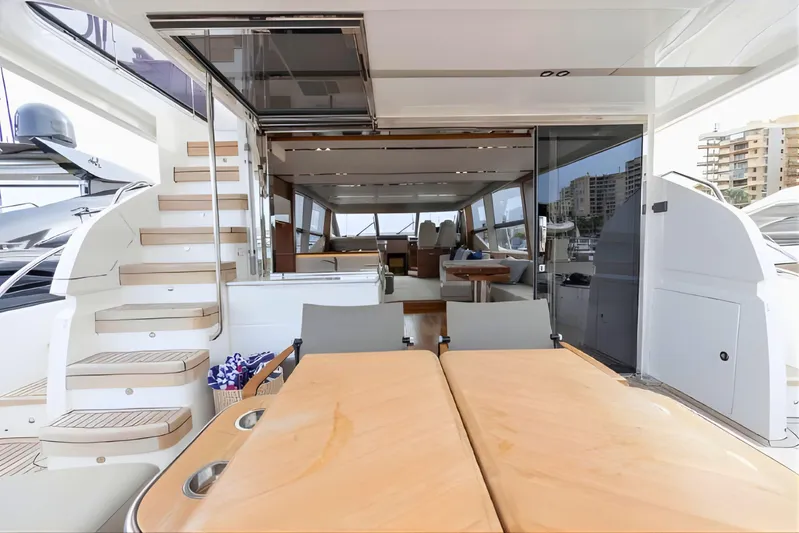  Yacht Photos Pics Luxurious 2019 Princess F70 yacht interior with elegant seating and modern design.