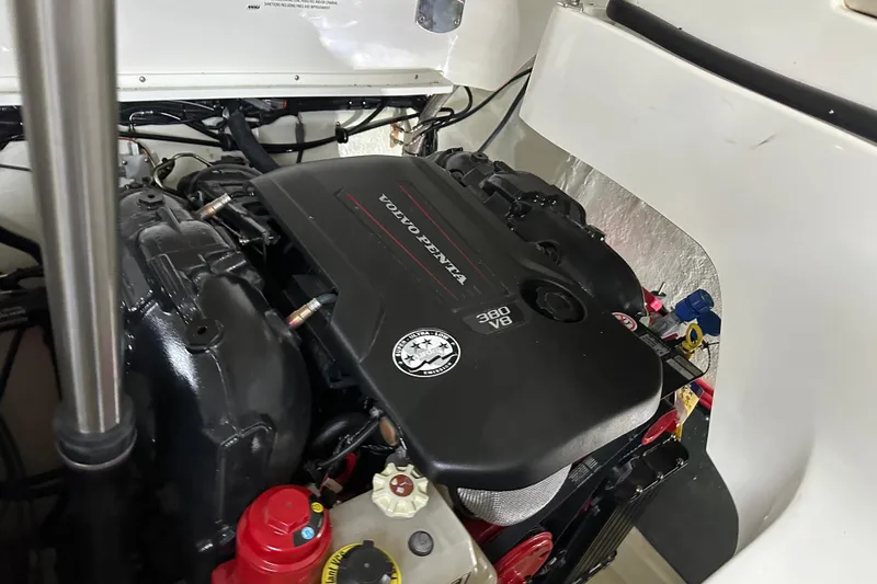  Yacht Photos Pics Engine compartment of 2022 Cobalt R35 with Volvo Penta 380 V8 engine.
