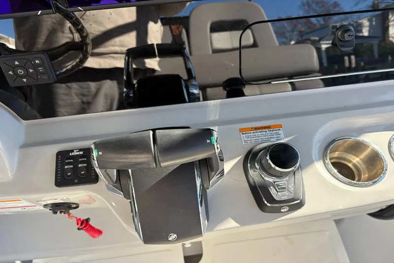  Yacht Photos Pics Control console of 2024 Boston Whaler 330R with controls.