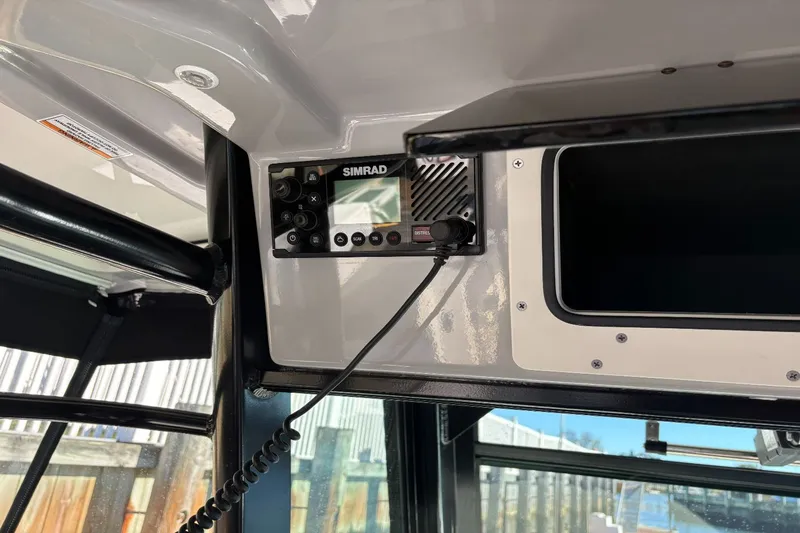  Yacht Photos Pics Simrad device in the cockpit of the 2024 Boston Whaler 330R.