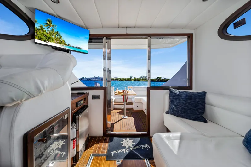 Miss Cathy Yacht Photos Pics Luxurious interior of 2007 Custom NNS Sea Scout 41 yacht with ocean view.