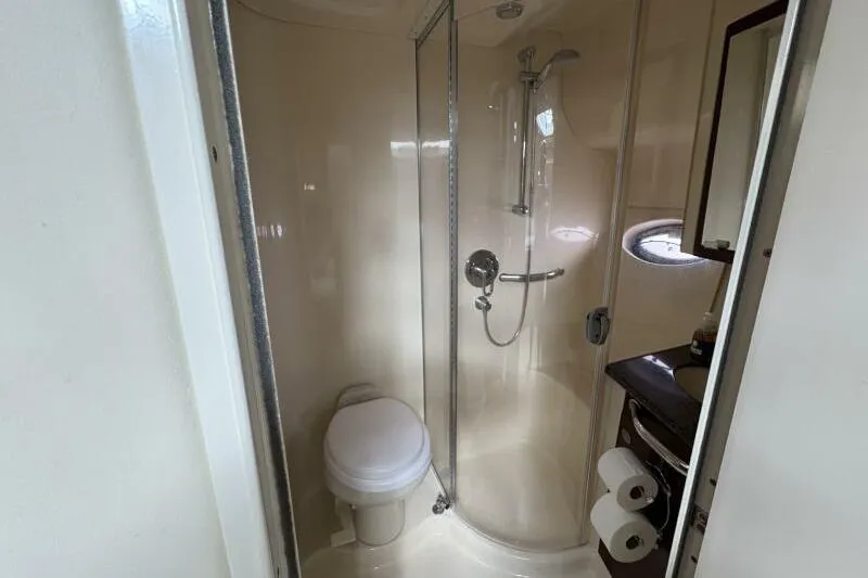 Inconspicuous Yacht Photos Pics Bathroom in 2006 Sea Ray 40 Motor Yacht with shower and toilet.
