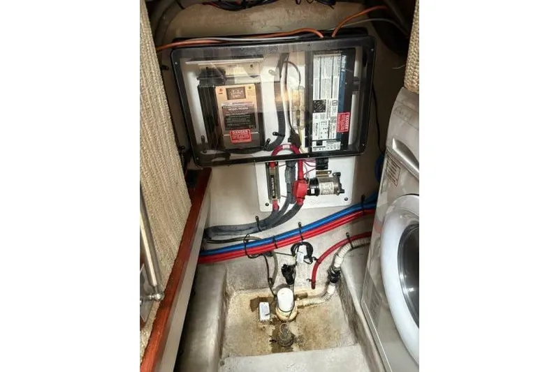 Inconspicuous Yacht Photos Pics Electrical panel and wiring inside a 2006 Sea Ray 40 Motor Yacht.