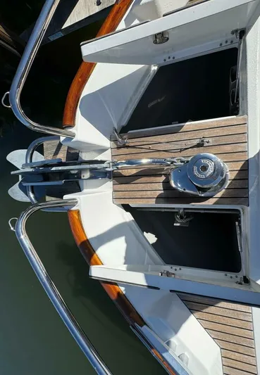 Candy Girl Yacht Photos Pics 2017 Beneteau Swift Trawler 50 deck with anchor and winch system.
