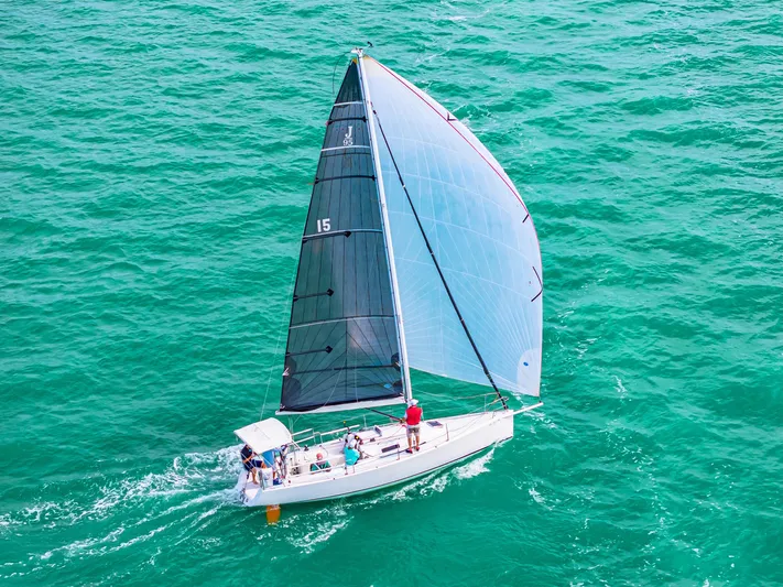 Encore Yacht Photos Pics 2011 J Boats J/95 sailing on turquoise waters with full sails.