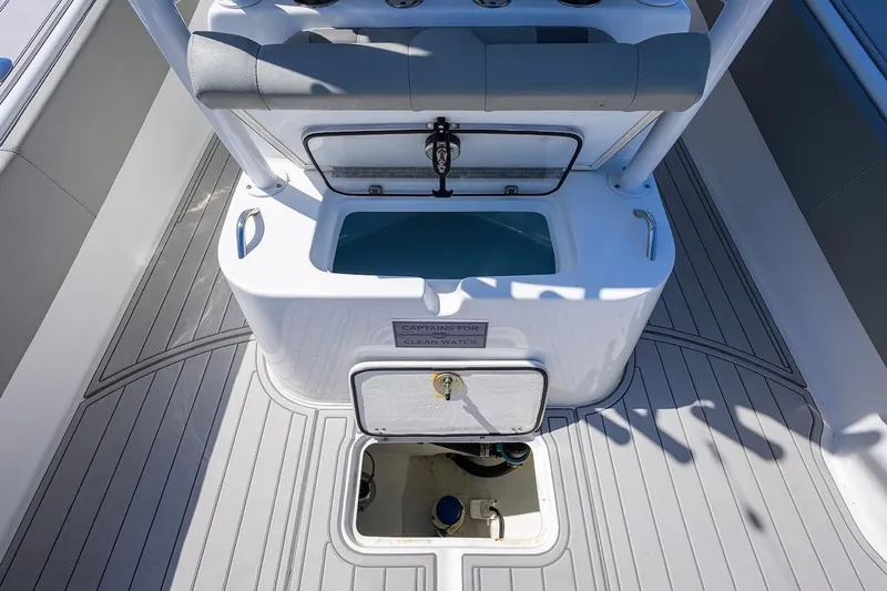  Yacht Photos Pics 2024 Cape Horn 31 T boat interior with storage compartments and seating.