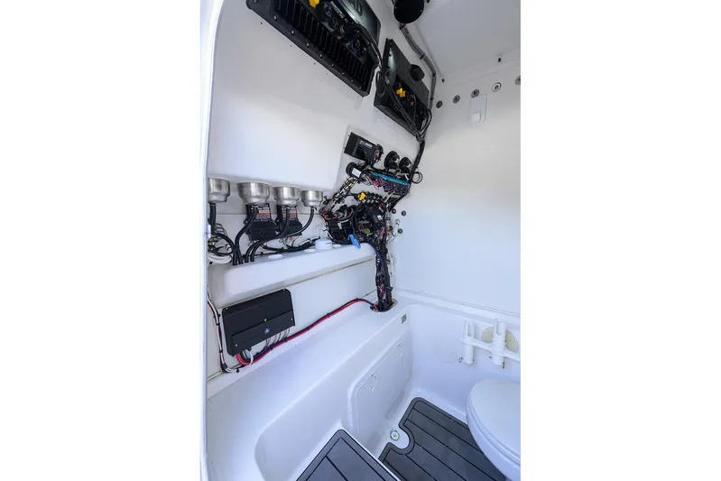  Yacht Photos Pics 2024 Cape Horn 31 T boat interior wiring and control panel.