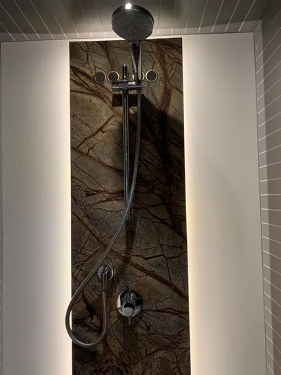 Fantastic Yacht Photos Pics Luxury shower in 2019 Azimut 77S yacht with modern fixtures.