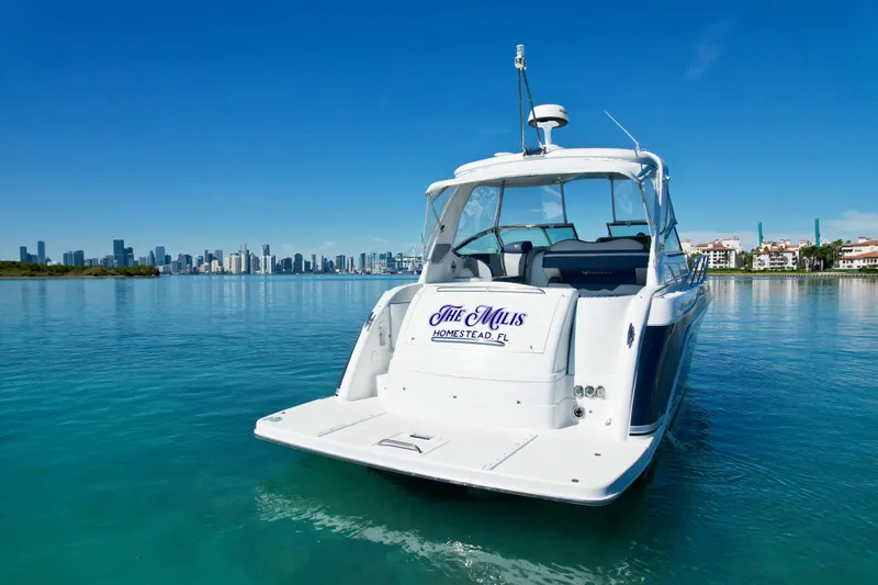 40 Formula Pc Yacht Photos Pics 2006 Formula 40 PC yacht on clear water with city skyline in background.