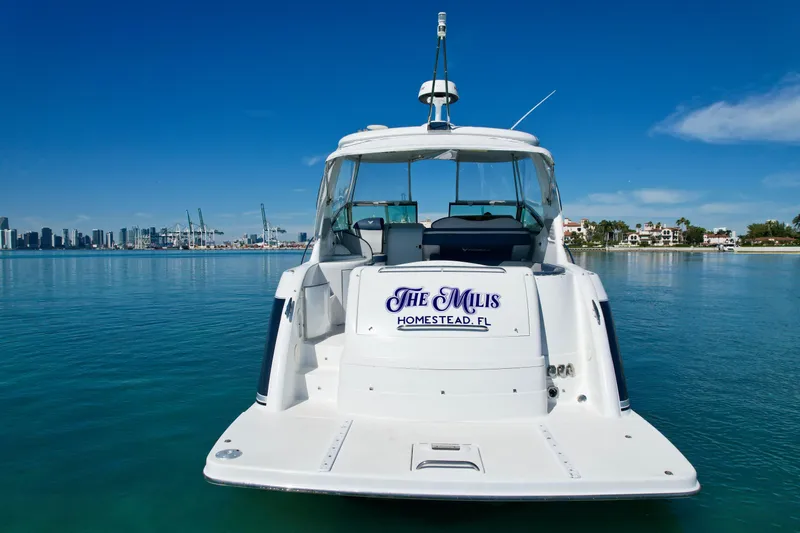 40 Formula Pc Yacht Photos Pics 2006 Formula 40 PC yacht on calm water, city skyline in background.