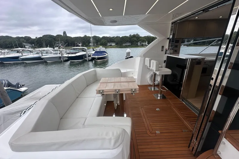  Yacht Photos Pics Luxurious 2018 Sunseeker Manhattan 52 yacht with elegant seating and modern interior design.
