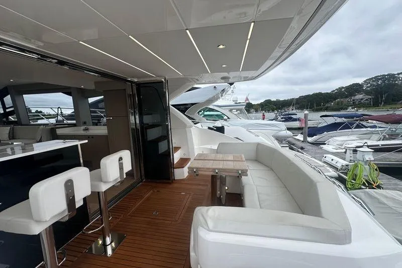 Yacht Photos Pics Luxurious 2018 Sunseeker Manhattan 52 yacht with elegant seating and modern design.