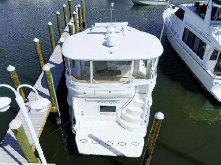 Lazy Gray Yacht Photos Pics 2008 Sea Ray 40 Motor Yacht docked at marina, aerial view.