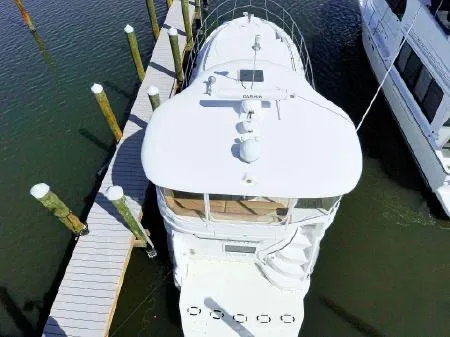 Lazy Gray Yacht Photos Pics 2008 Sea Ray 40 Motor Yacht docked at marina, aerial view.