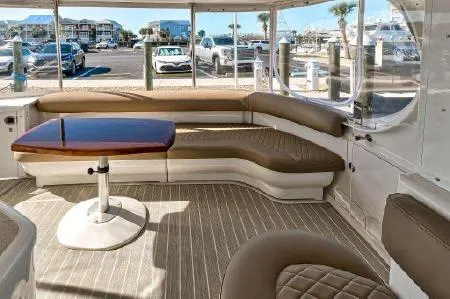 Lazy Gray Yacht Photos Pics 2008 Sea Ray 40 Motor Yacht interior with elegant seating and wooden table.