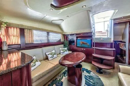 Lazy Gray Yacht Photos Pics 2008 Sea Ray 40 Motor Yacht interior with elegant seating and modern decor.